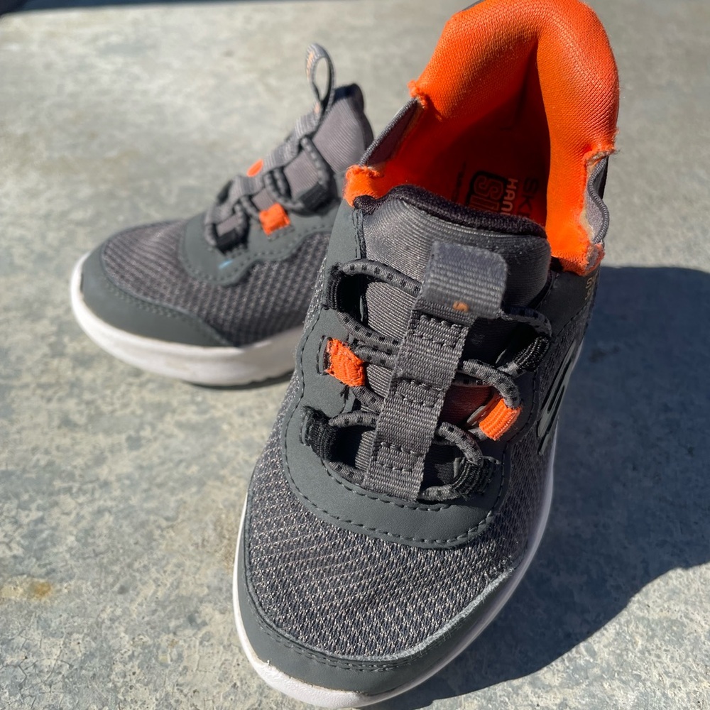 Skechers Kids Charcoal and Bright Orange Sneakers